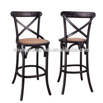 Elm Wood Rattan Antique Barstool Dining Chair ,cross back bar chair MX-1601B