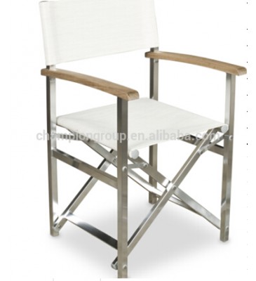 Camping Folding Sport Director Chair with teak wood arm